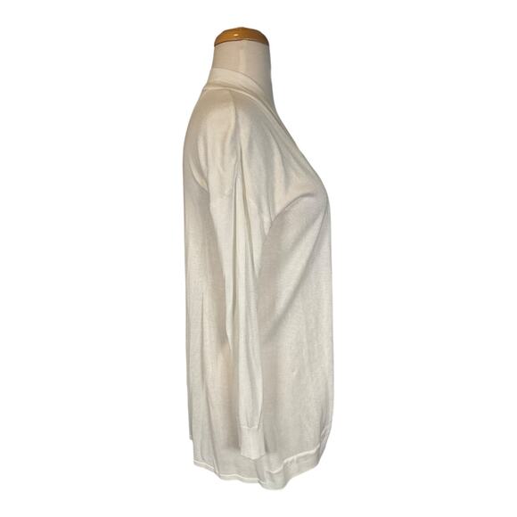 Joan Vass New York White Open Front Cardigan Sweater Size Small 100% Viscose - Picture 3 of 8